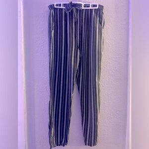 NWOT Nordstrom Rack, drawstring pants, black +white pinstripe, size L